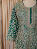 Deep Teal Green Floral Zari and Mirror Embroidered Design Chiffon Palazzo Suit with Matching Dupatta