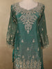 Deep Teal Green Green Floral Sequins And Beads Embroidered Design Organza Palazzo Suit with Dupatta