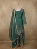 Deep Teal Green Green Floral Sequins And Beads Embroidered Design Organza Palazzo Suit with Dupatta
