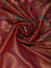 Deep Terracotta Red Floral Vine Thread Embroidered Design Pure Tissue Silk Fancy Saree