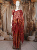 Deep Terracotta Red Floral Vine Thread Embroidered Design Pure Tissue Silk Fancy Saree