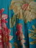 Deep Turquoise Blue Floral Printed and Lace Embroidered Design Chiffon Fancy Lehenga with Matching Dupatta