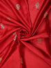 Deep Vermilion Red Floral Butta Woven Design Semi Banarasi Saree with Self Border