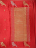 Deep Vermilion Red Floral Butta Woven Design Semi Banarasi Saree with Self Border
