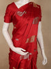 Deep Vermilion Red Floral Butta Woven Design Semi Banarasi Saree with Self Border