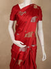 Deep Vermilion Red Floral Butta Woven Design Semi Banarasi Saree with Self Border
