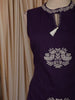 Deep Violet Birds Motif Thread Embroidered Design Cotton Straight Cut Salwar Suit with Dupatta