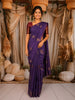 Deep Violet Birds Motif Zari Woven Design Semi Tussar Saree