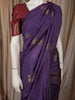 Deep Violet Birds Motif Zari Woven Design Semi Tussar Saree