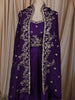 Deep Violet Floral Sequins and Zari Embroidered Design Satin Skirt Top With Over Coat