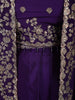 Deep Violet Floral Sequins and Zari Embroidered Design Satin Skirt Top With Over Coat