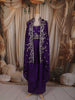 Deep Violet Floral Sequins and Zari Embroidered Design Satin Skirt Top With Over Coat