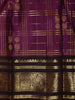 Deep Violet Purple Checked Zari Woven Design Pure Kanchipuram Silk Saree with Contrast Zari Border