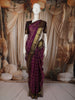 Deep Violet Purple Checked Zari Woven Design Pure Kanchipuram Silk Saree with Contrast Zari Border