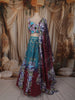 Deep Wine and Blue Sequins and Beads Embroidered Design Party Lehenga with Dupatta
