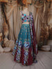 Deep Wine and Blue Sequins and Beads Embroidered Design Party Lehenga with Dupatta