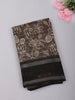 Deep Walnut Brown Floral Printed Design Mixed Cotton Saree
