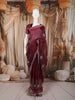 Deep Wine Abstract Stone Embellished Design Pure Organza Party Wear Saree with Designer Border