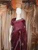 Deep Wine Abstract Stone Embellished Design Pure Organza Party Wear Saree with Designer Border