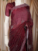 Deep Wine Abstract Stone Embellished Design Pure Organza Party Wear Saree with Designer Border
