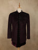 Deep Wine Abstract Zardozi Embroidered Design Velvet Men's Sherwani Suit
