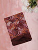 Deep Wine Brown Abstract Floral Printed Design Mixed Cotton Saree
