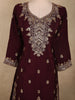 Deep Wine Burgundy Floral Sequins and Beads Embroidered Design Georgette Palazzo Suit with Dupatta