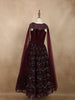 Deep Wine Burgundy Heavy Sequins Embroidered Design Net Kids Lehenga With Sheer Dupatta