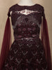 Deep Wine Burgundy Heavy Sequins Embroidered Design Net Kids Lehenga With Sheer Dupatta