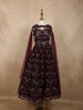 Deep Wine Burgundy Heavy Sequins Embroidered Design Net Kids Lehenga With Sheer Dupatta