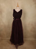 Deep Wine Burgundy Pleated Design Net Party Wear Gown with Bow Waist Detail