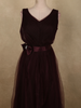Deep Wine Burgundy Pleated Design Net Party Wear Gown with Bow Waist Detail
