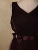 Deep Wine Burgundy Pleated Design Net Party Wear Gown with Bow Waist Detail