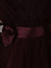 Deep Wine Burgundy Pleated Design Net Party Wear Gown with Bow Waist Detail