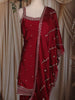 Deep Wine Butta Zari Embroidered Design Silk Salwar Suit with Dupatta