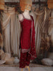 Deep Wine Butta Zari Embroidered Design Silk Salwar Suit with Dupatta