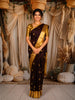 Deep Wine Butta Zari Woven Design Pure Kanchipuram Silk Saree with Contrast Zari Border