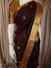 Deep Wine Butta Zari Woven Design Pure Kanchipuram Silk Saree with Contrast Zari Border