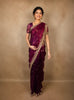 Deep Wine Butta Zari Woven Design Tissue Saree with Designer Lace Border