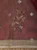 Deep Wine Butta Zari Woven Design Tissue Saree with Designer Lace Border