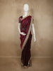 Deep Wine Butta Zari Woven Design Tissue Saree with Designer Lace Border