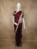 Deep Wine Butta Zari Woven Design Tissue Saree with Designer Lace Border