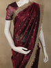Deep Wine Butta Zari Woven Design Tissue Saree with Designer Lace Border