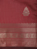 Deep Wine Checked Zari Woven Design Art Silk Saree with Zari Border