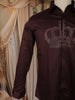 Deep Wine Crown Motif Stone Embellished Design Pure Cotton Party Wear Full Sleeve Men Shirt