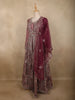 Deep Wine Floral Beads and Zari Embroidered Design Net Mastani Lehenga with Dupatta