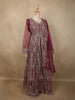 Deep Wine Floral Beads and Zari Embroidered Design Net Mastani Lehenga with Dupatta