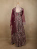 Deep Wine Floral Beads and Zari Embroidered Design Net Mastani Lehenga with Dupatta