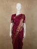 Deep Wine Floral Butta Zari Woven Design Kanchipuram Silk Saree with Floral Zari Border
