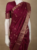 Deep Wine Floral Butta Zari Woven Design Kanchipuram Silk Saree with Floral Zari Border